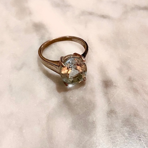 Man Made Aquamarine Silver Setting Cocktail Ring - Picture 4 of 9